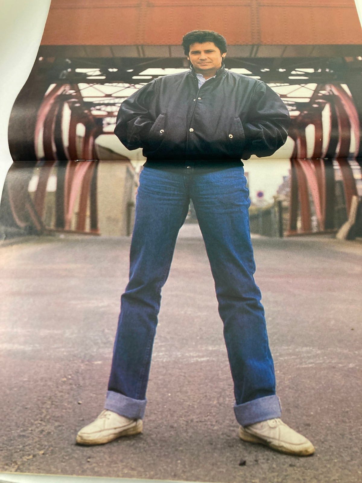 Inside page of VTG Lookin Magazine June 27 1987 with a featured photo of a young man wearing a black jacket and jeans, standing confidently on a bridge.