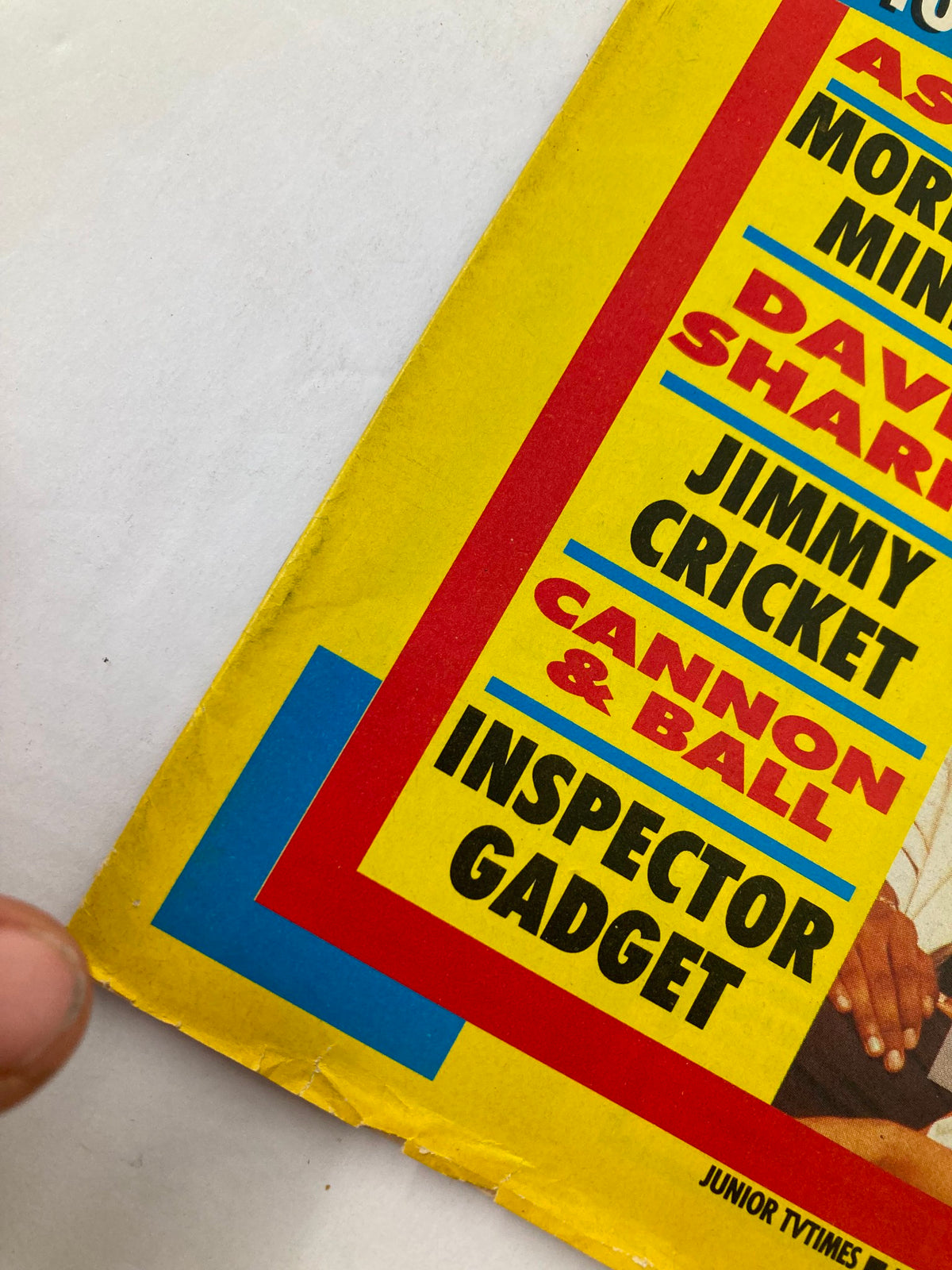 Close-up of the Lookin Magazine 1988 Issue #26 cover, highlighting popular content including celebrities like David Sharpe and Inspector Gadget. The colorful design showcases the magazine's retro aesthetic.