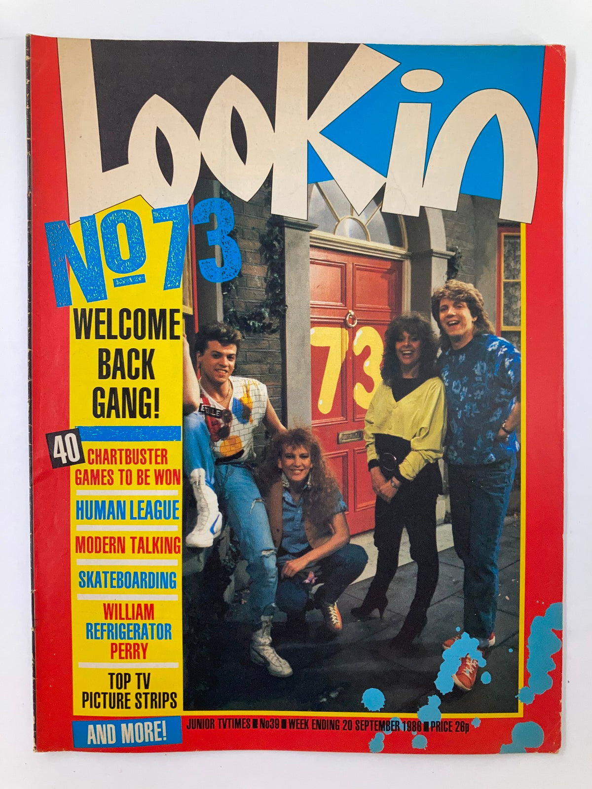 Cover of VTG Lookin Magazine 1988 #39 featuring four individuals with lively hairstyles and colorful clothing in front of a door, welcoming the reader back to the magazine.