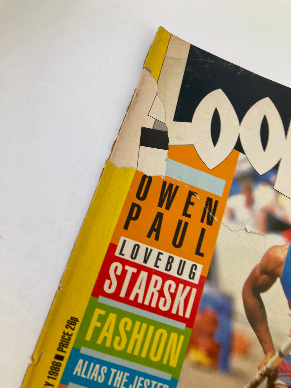Close-up of the cover of Lookin Magazine, July 26, 1983, issue #31, highlighting the vibrant design and featuring Daley Thompson and Owen Paul.