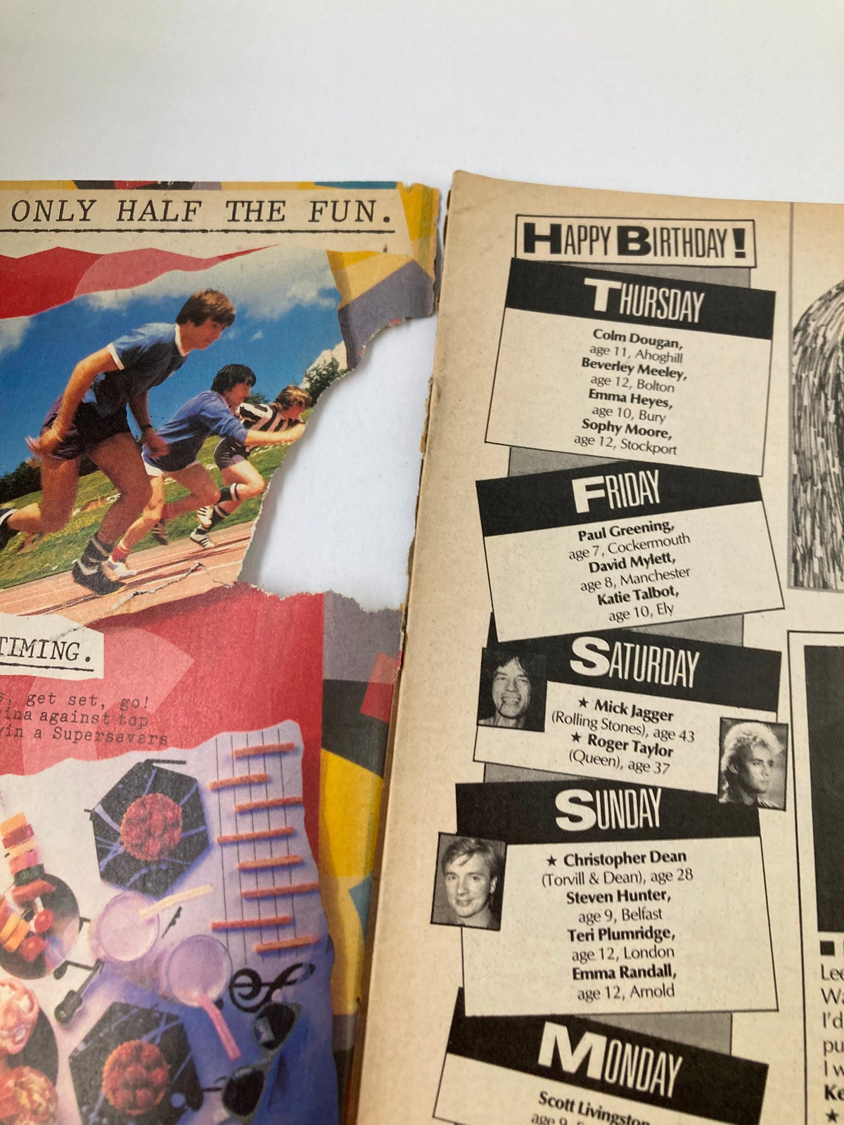 Interior pages of Lookin Magazine, July 26, 1983, issue #31, showing vintage birthday features alongside nostalgic imagery.