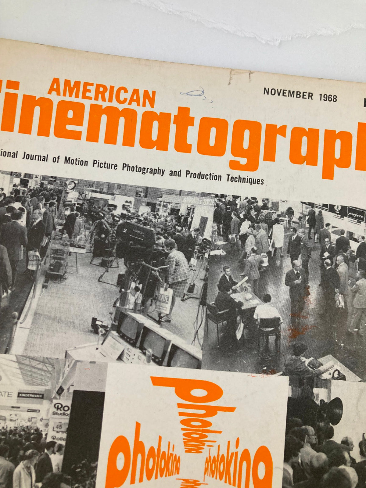 Cover of American Cinematographer Magazine, November 1968, featuring coverage of Photokina 1968 with bold title design and images of the event.