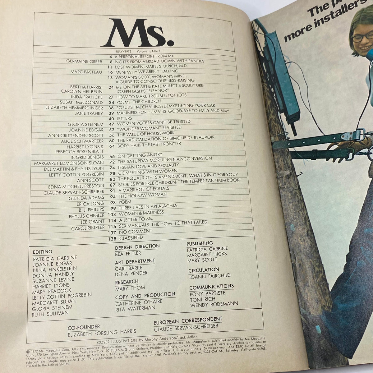 Vintage Ms. Magazine July 1972 Vol 1 No. 1 Wonder Woman for President No Label