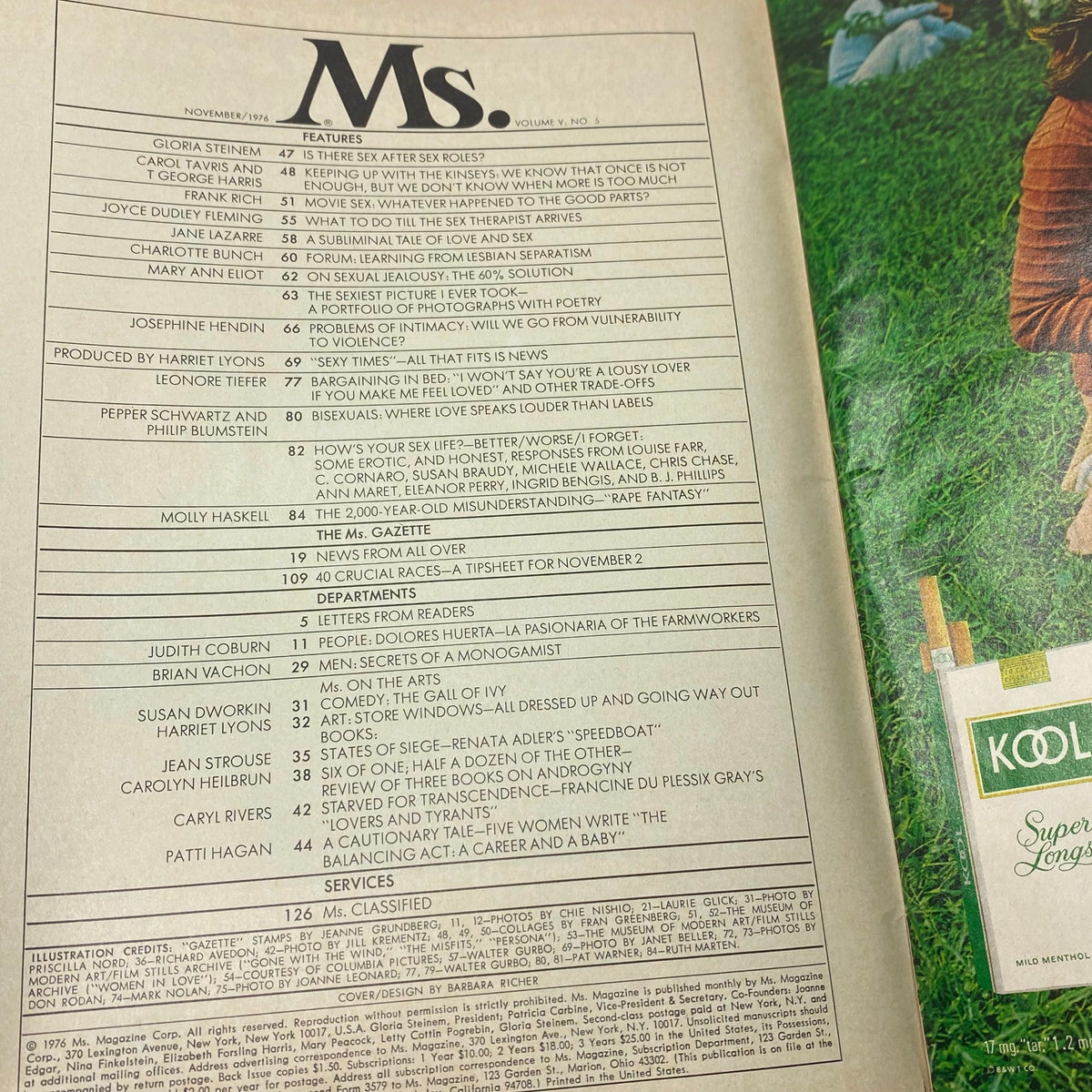 Vintage Ms. Magazine November 1976 Vol 5 No. 5 Comedy: The Gal of Ivy No Label