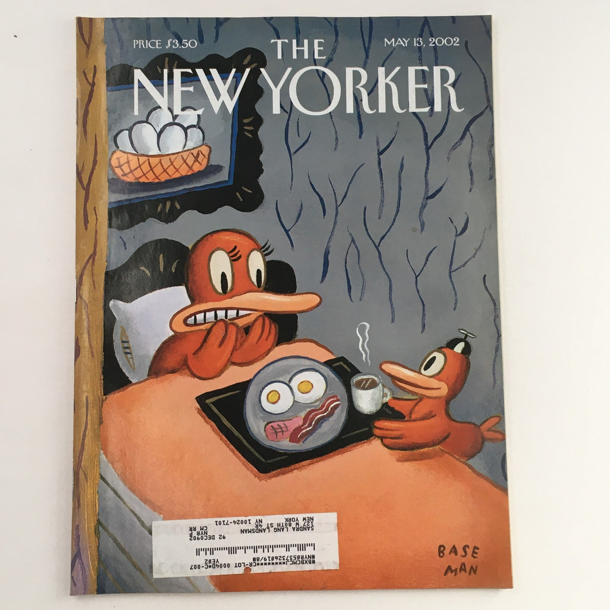 Cover of The New Yorker Full Magazine May 13 2002, featuring an artistic illustration by Gary Baseman, depicting whimsical characters and a cozy bedroom setting.