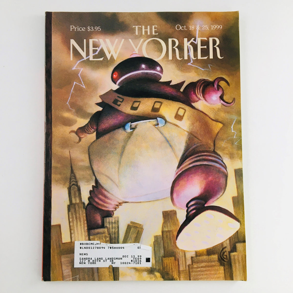 The New Yorker Full Magazine October 18 1999 featuring Big Baby by Carter Goodrich, showcasing vibrant cover art with a large cartoon character in a futuristic cityscape.