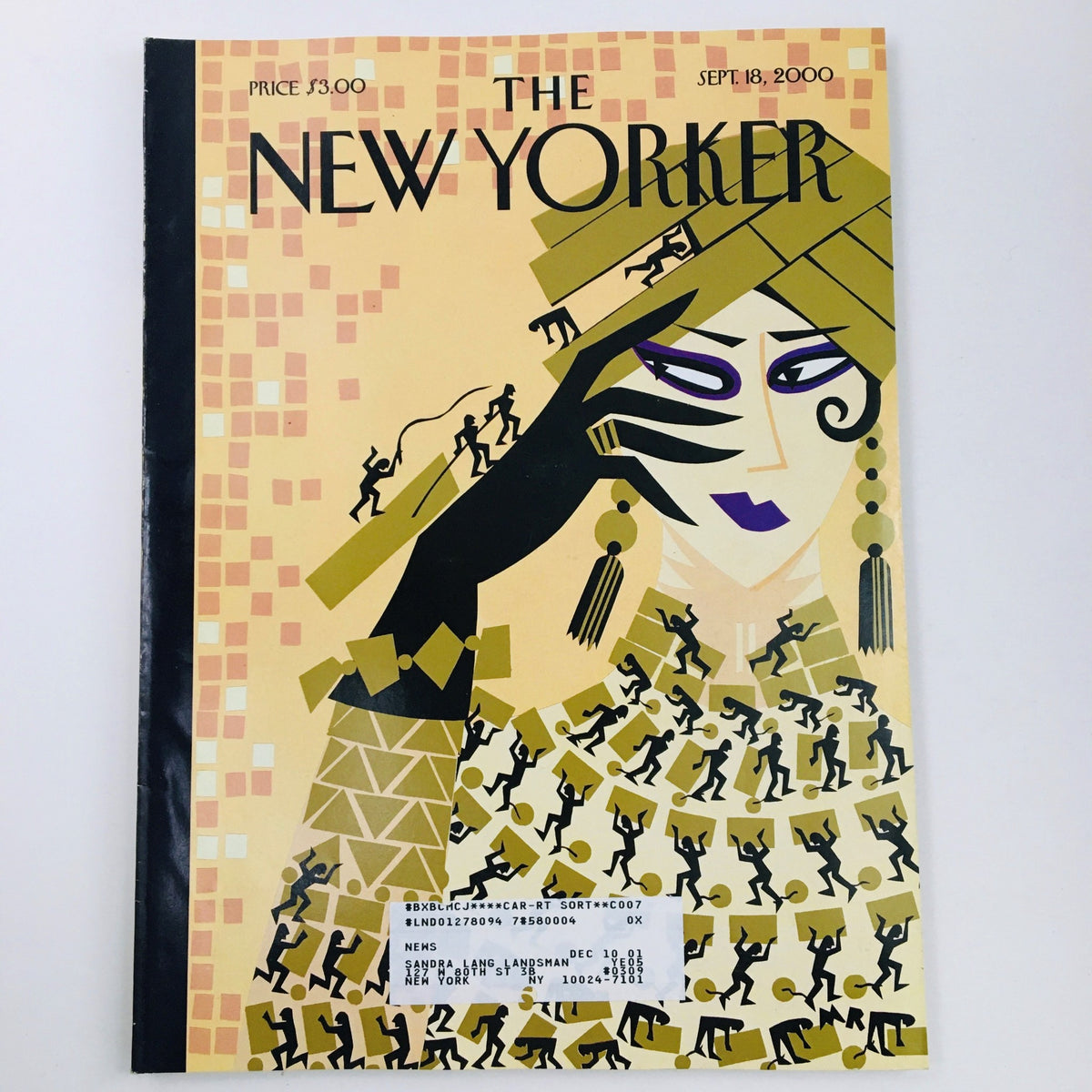 The New Yorker September 18 2000 Full Magazine cover featuring artwork by Michael Roberts, showcasing a stylish figure in a patterned background.
