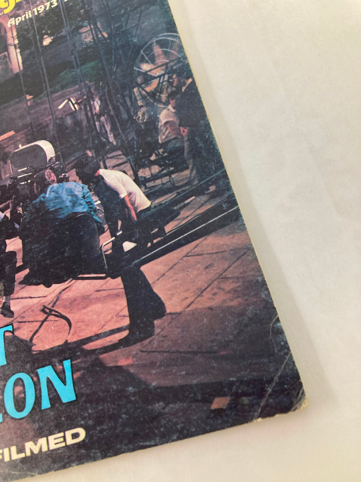 Close-up view of the cover of American Cinematographer Magazine, April 1973 highlighting the title 'Lost Horizon' and a film production scene.