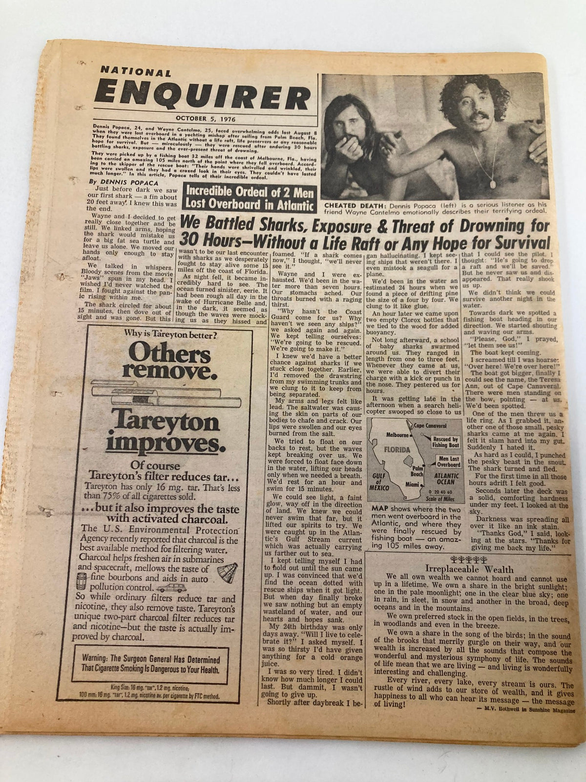 National Enquirer Tabloid from October 5, 1976 featuring the headline 'Sophia Loren Forgives Her Father', showcasing vintage newspaper layout and articles, highlighting celebrity culture in the 1970s.