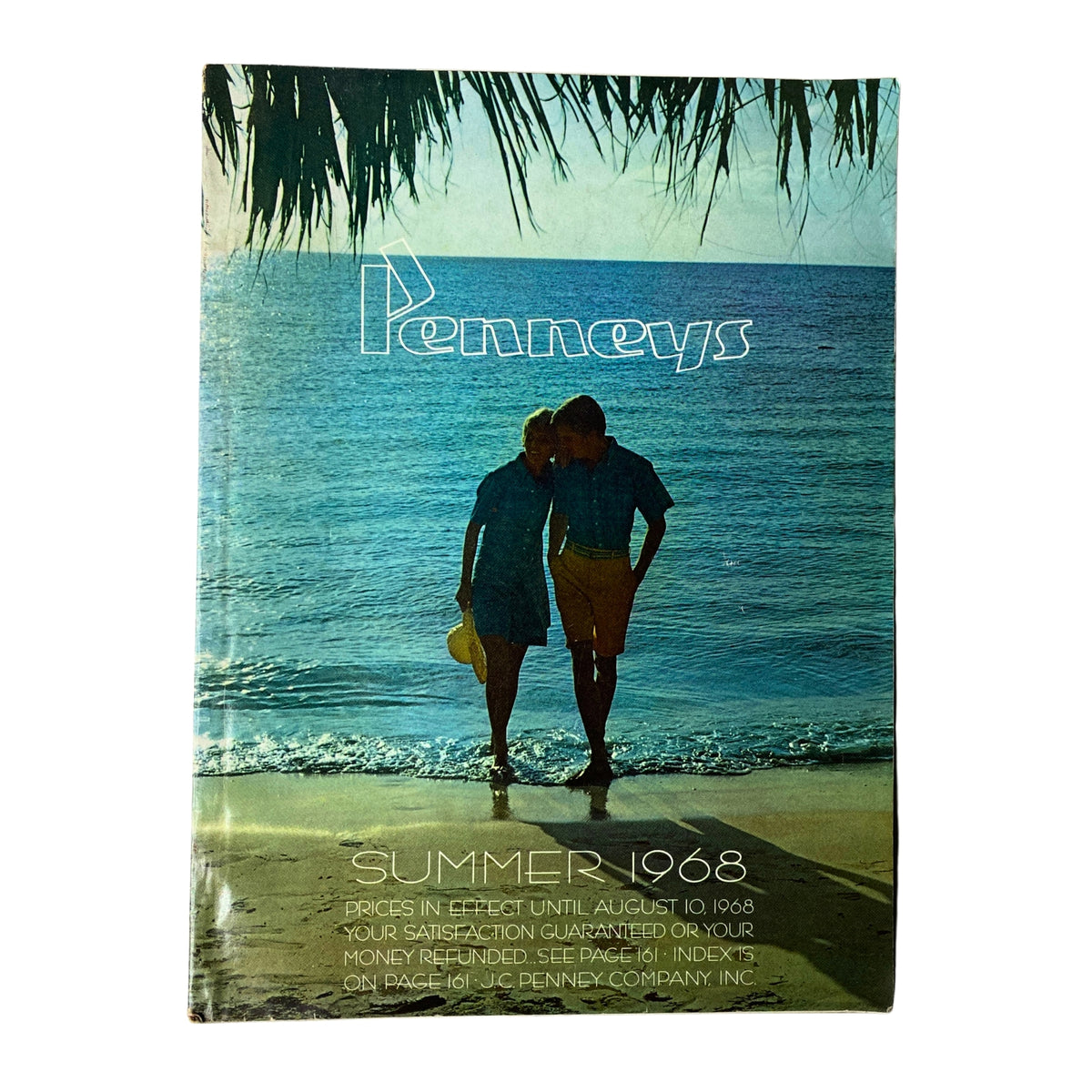 Cover image of the 1968 JC Penneys Summer Store Catalog featuring a couple walking on the beach, embodying summer fashion trends.