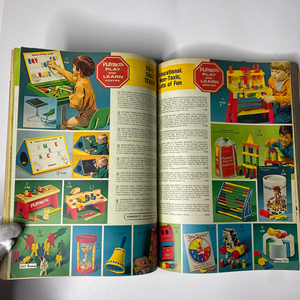 1971 JC Penneys Spring and Summer Store Catalog displaying educational toys from Playskool designed for learning and play, with detailed pricing.