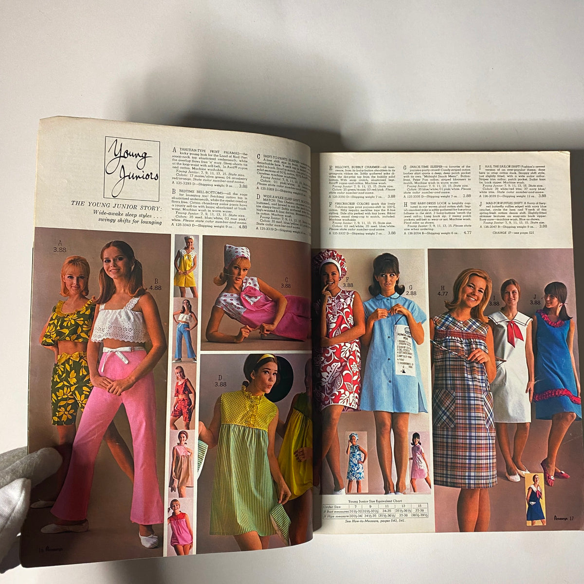 Youth fashion section of the 1966 JC Penneys Spring and Summer Store Catalog, displaying lively outfits for young girls and teenagers.