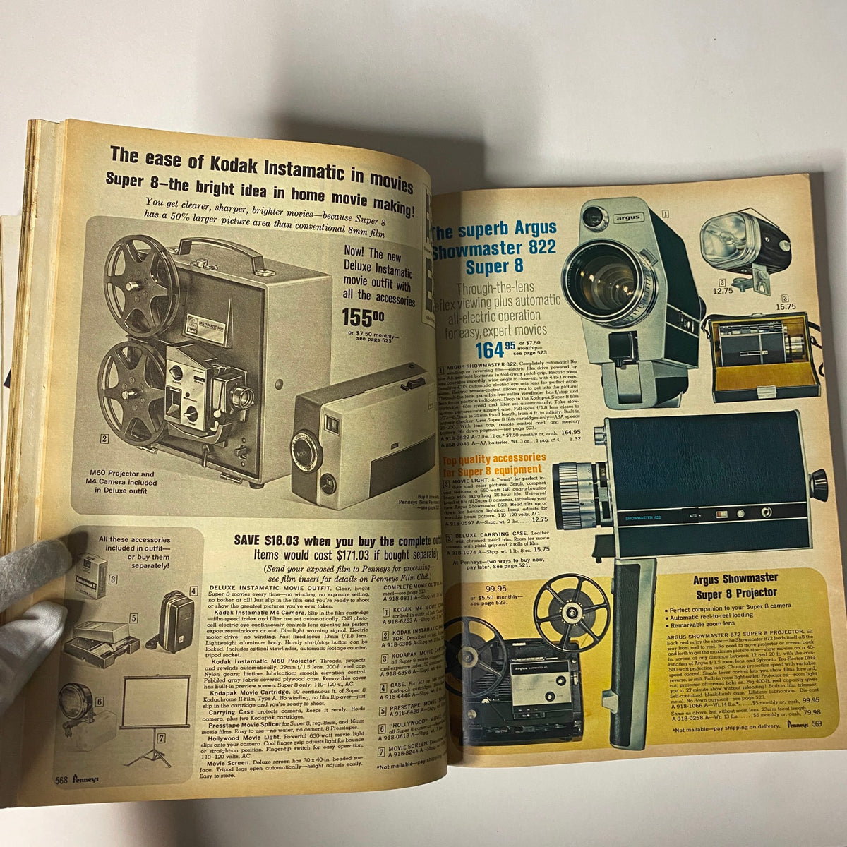 1966 JC Penneys Spring and Summer Store Catalog presenting Kodak Instamatic Super 8 movie equipment with detailed descriptions and prices.