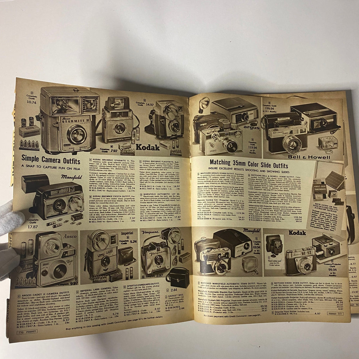 1963 JC Penneys Fall and Winter Store Catalog with a selection of cameras and photography accessories, highlighting vintage equipment from the 1960s.