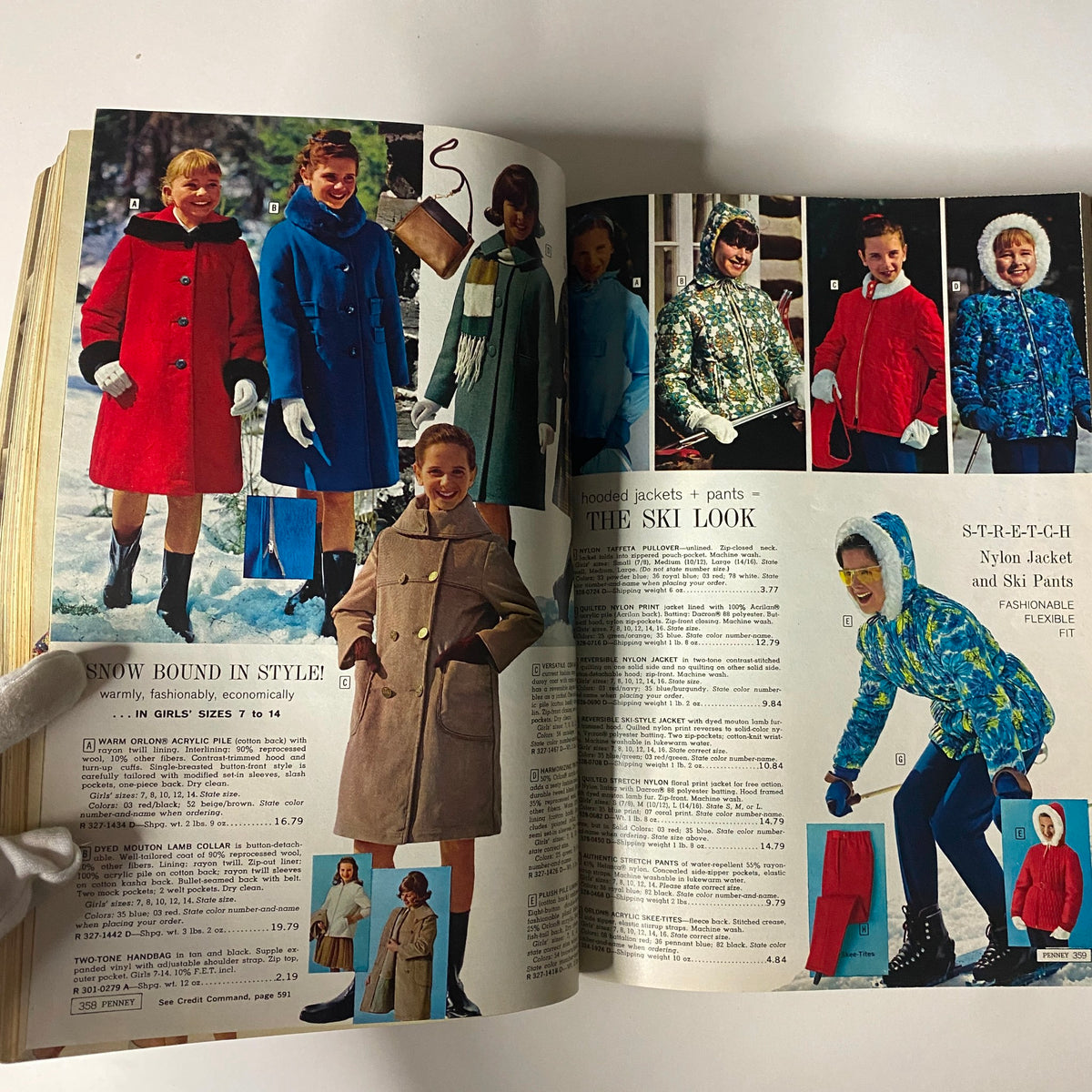1964 JC Penneys Fall and Winter Store Catalog presenting children's winter outfits in a snowy setting, featuring colorful designs and warm apparel options.