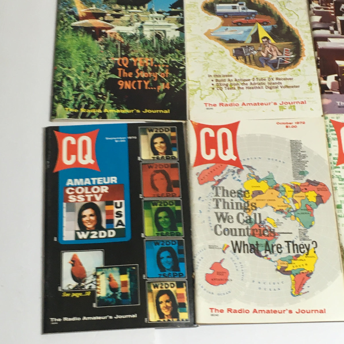 Lot of 12 Complete January to December 1972 CQ The Radio Amateur's Journal - Covers display diverse topics in amateur radio including SSTV and international radio communication.