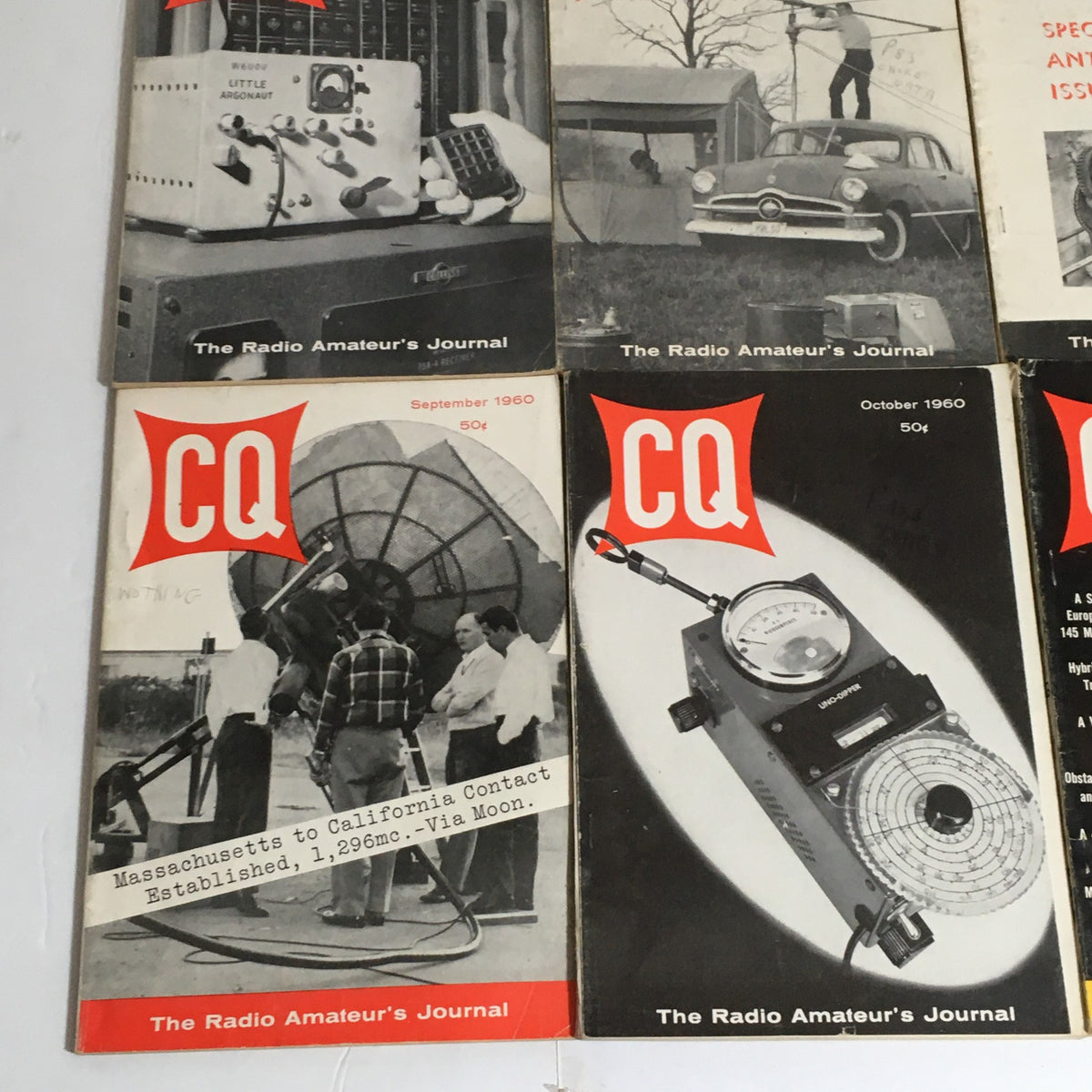 CQ The Radio Amateur's Journal magazines featuring covers from September to December 1960, showcasing amateur radio technology and events.