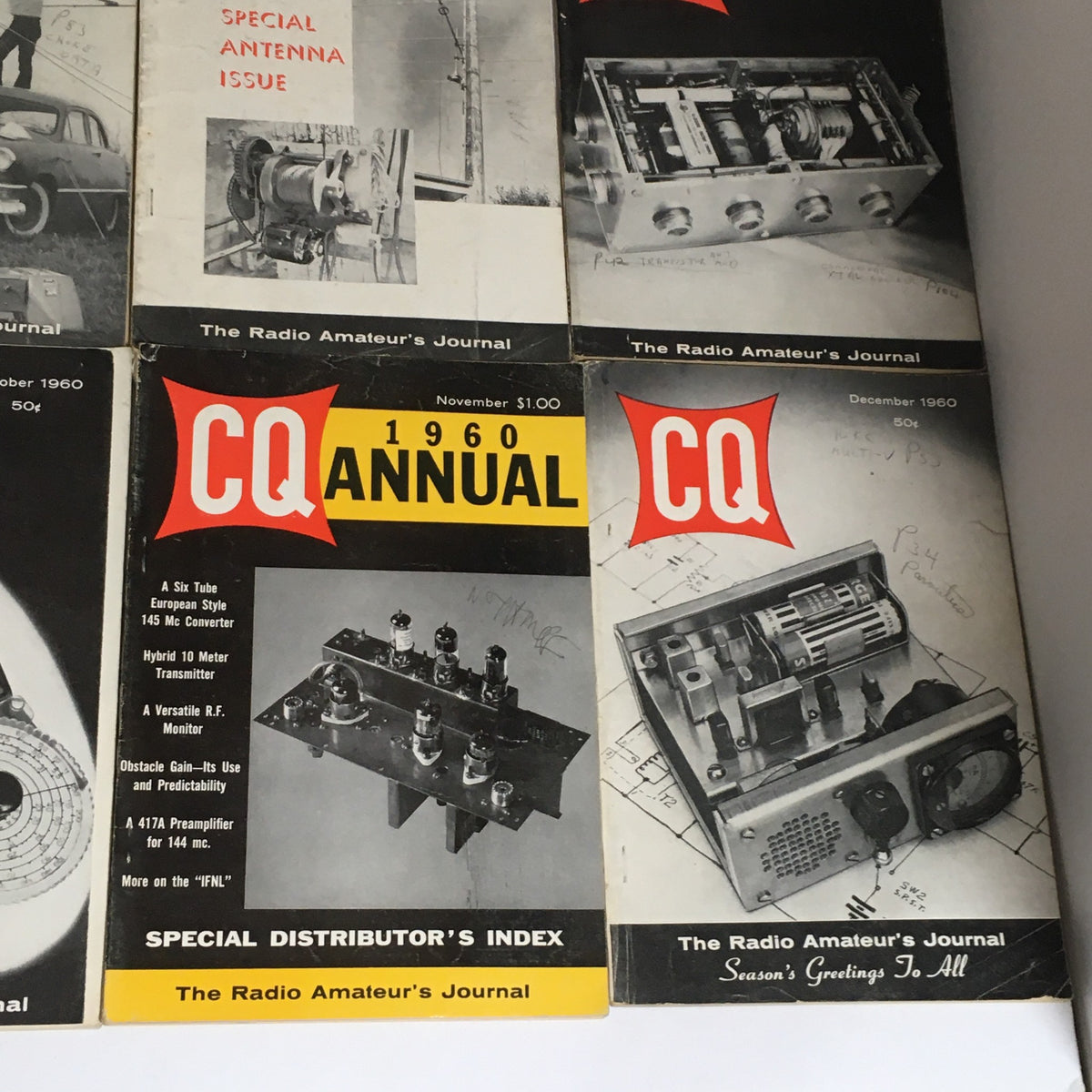 November and December issues of CQ The Radio Amateur's Journal, highlighting special antenna features and radio equipment from the 1960s.