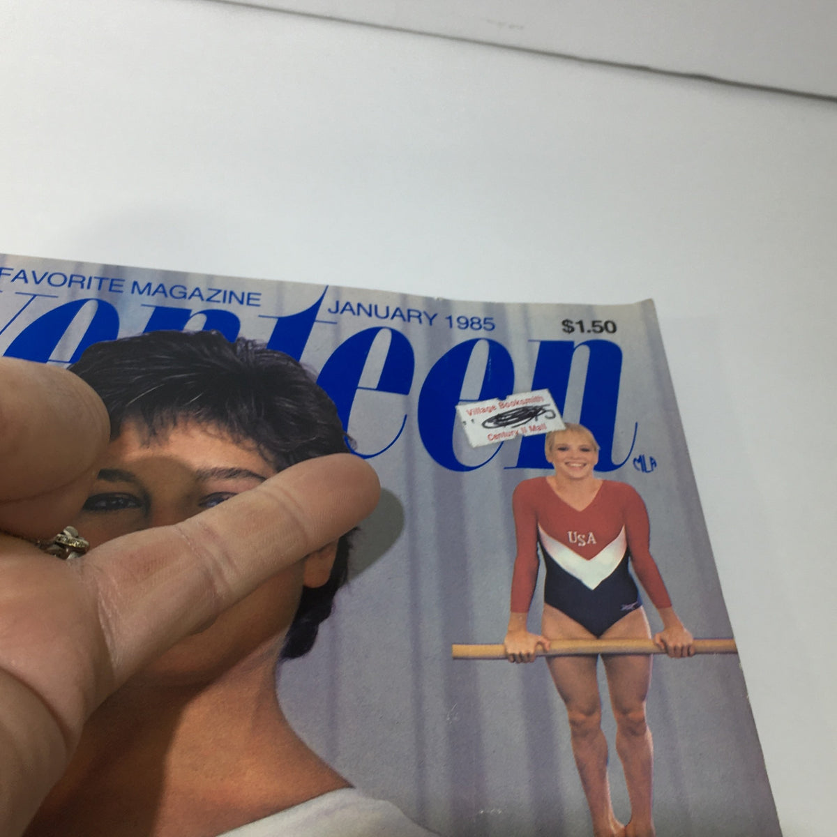 Close-up view of the cover of VTG Seventeen Magazine: January 1985, highlighting Olympic stars Mary Lou and Julianne, with a visible price sticker and vintage aesthetic.