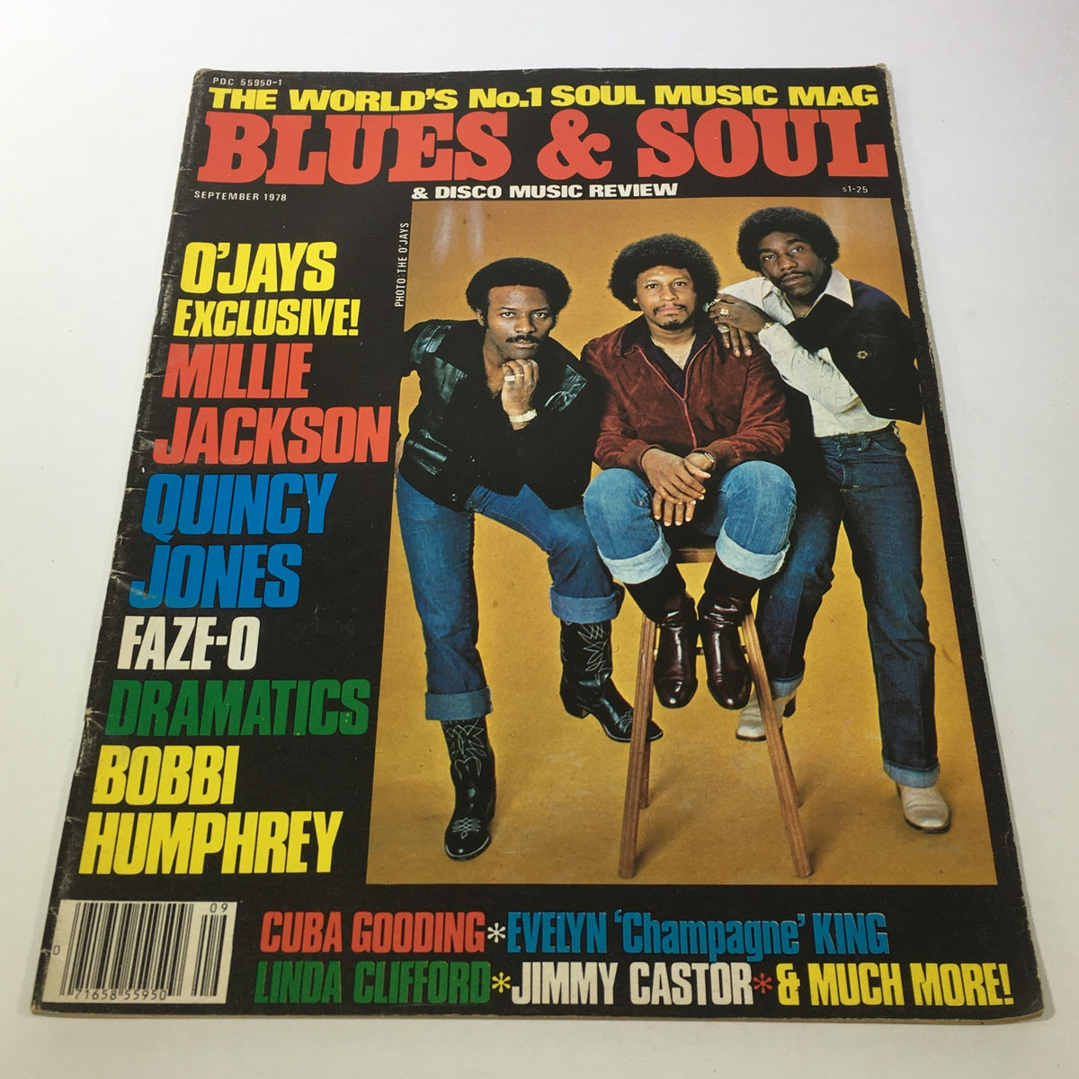 Cover of Blues & Soul Magazine from September 1978 featuring iconic artists Millie Jackson, Quincy Jones, and Faze-O, showcasing the vibrant soul music scene of the era.