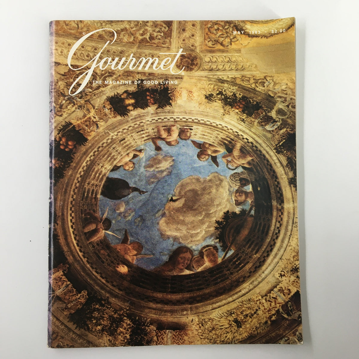 Cover of VTG Gourmet Magazine May 1983, featuring Renaissance Court of Mantua artwork, showcasing the magazine's emphasis on fine dining and culinary heritage.