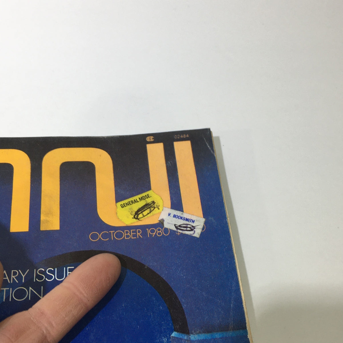 Close-up of Vintage Omni Magazine: October 1980 - Collector's Edition cover showing additional details like price stickers and wear, emphasizing its collectible nature.