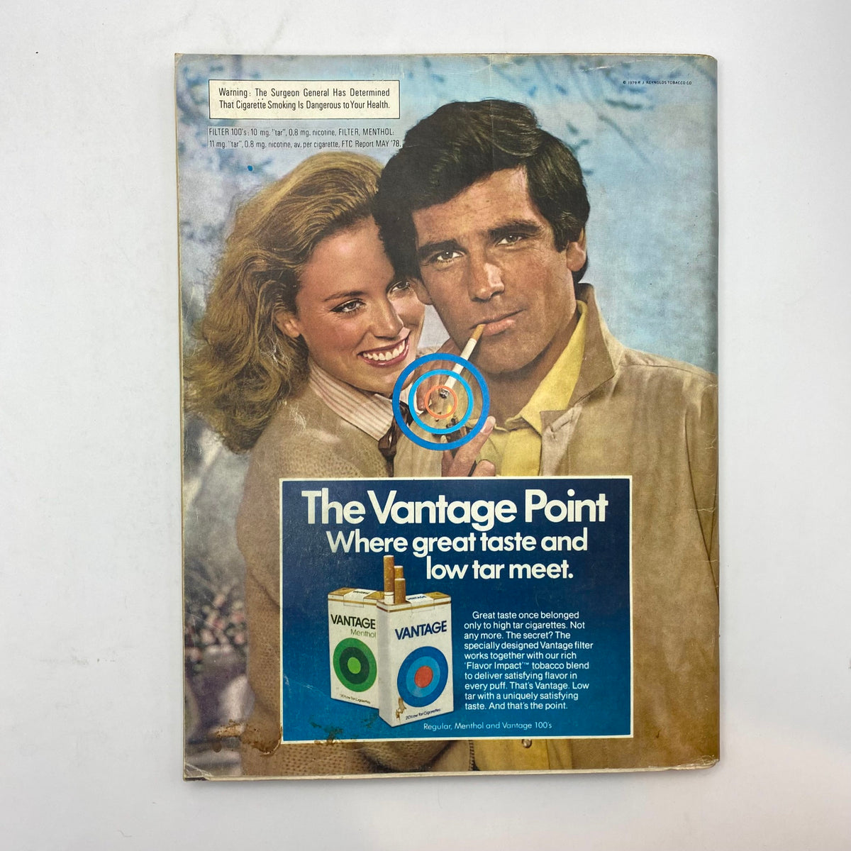 Cover of Playboy Magazine February 1980 featuring Playmate Sandy Cagle, showcasing a vintage advertisement and a couple, emphasized by the tagline 'The Vantage Point: Where great taste and low tar meet.'
