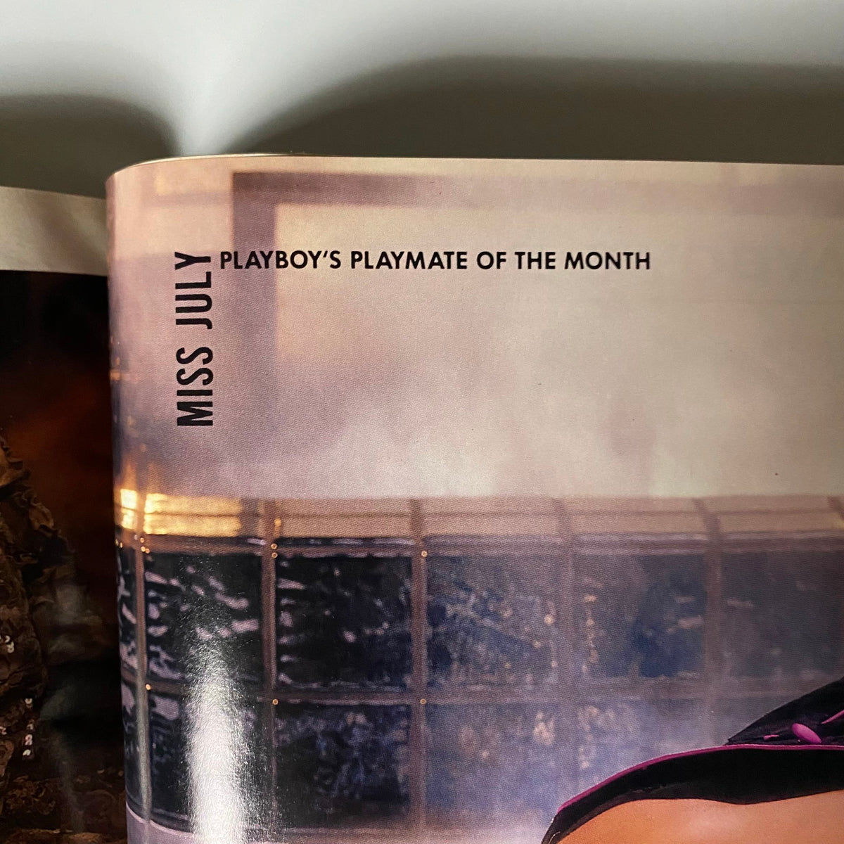 Inside page of Playboy Magazine July 1988 displaying the title 'Miss July', highlighting the featured Playmate of the Month.