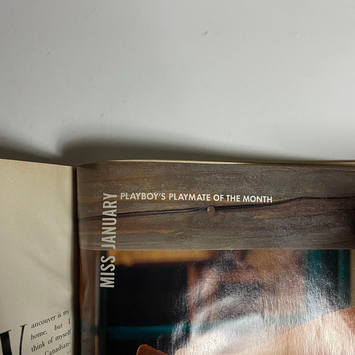 Inside view of Playboy Magazine January 1988 featuring the title 'Miss January, Playboy's Playmate of the Month' on the centerfold page with Kimberley Conrad.