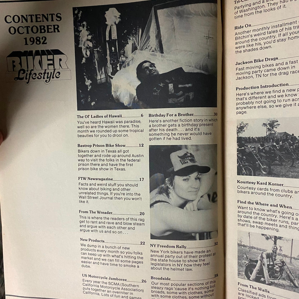 Vintage Biker Lifestyle Magazine October 1982 Texas Prison Bike Show No Label