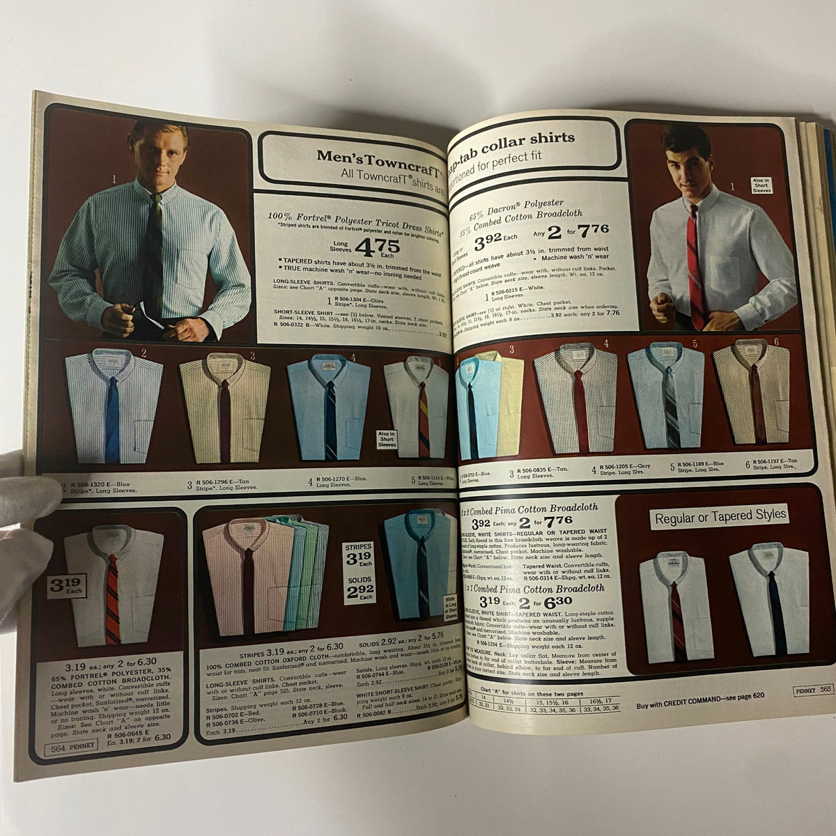 1965 JC Penneys Fall and Winter Store Catalog page showcasing men's dress shirts and styles designed for versatility and comfort.