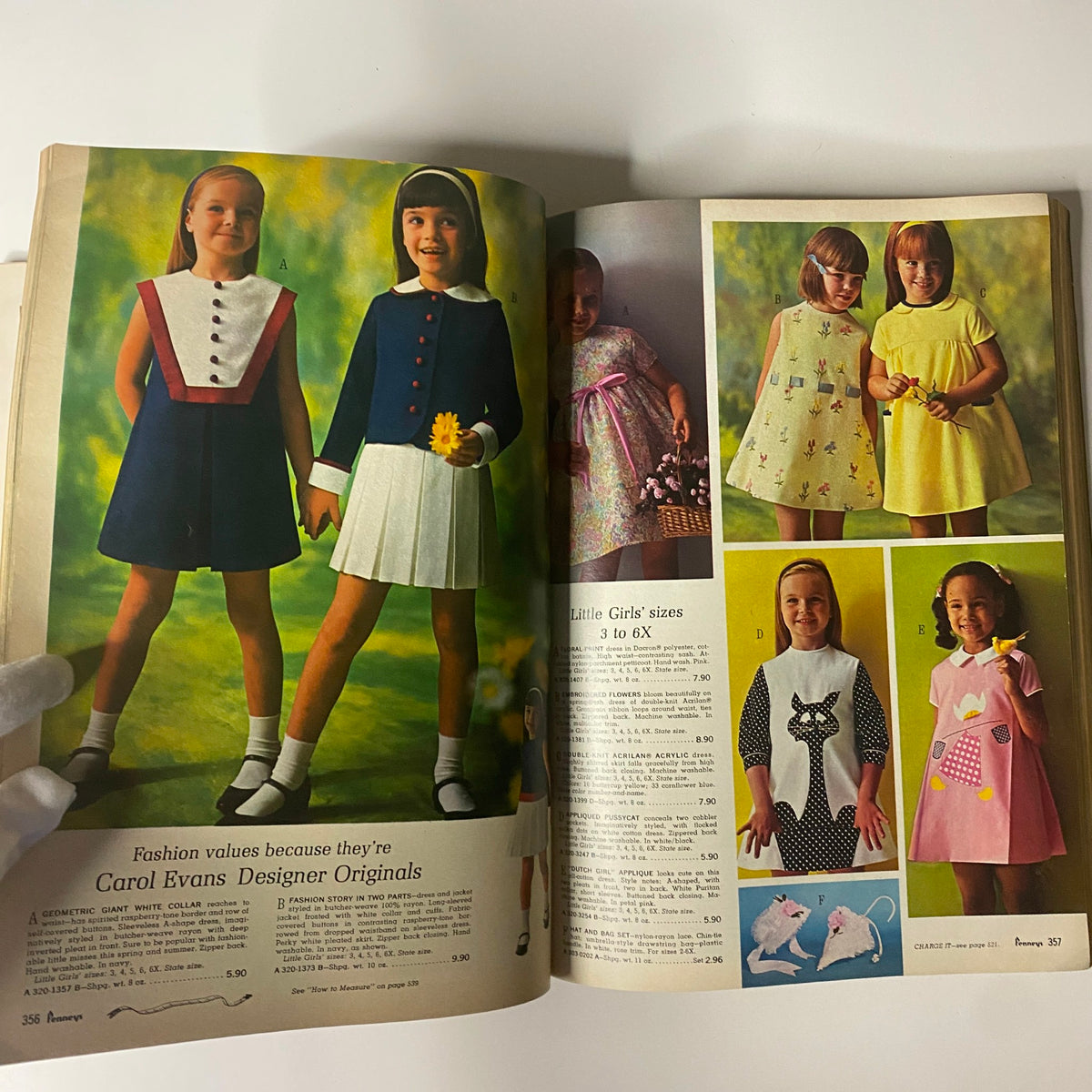 1966 Penneys, J.C. Penney Co. Inc. Spring and Summer Store Catalog featuring children's fashion ensembles, highlighting vibrant designs and styles for girls aged 3 to 6X.