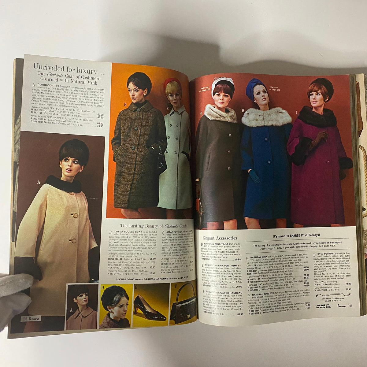 1967 JC Penneys Fall and Winter Store Catalog presenting elegant women's coats and accessories, featuring luxurious materials and retro styles.