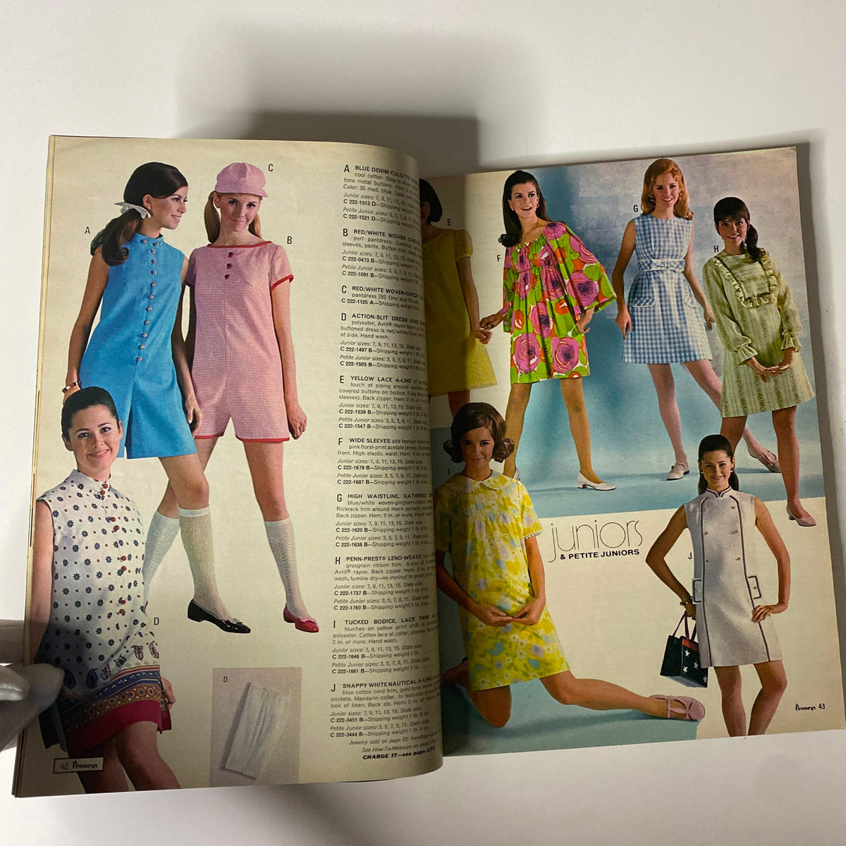 1969 JC Penneys Summer Store Catalog showcasing vibrant summer clothing styles for juniors, including playful dresses, hats, and accessories, along with a nostalgic view of 1960s fashion.