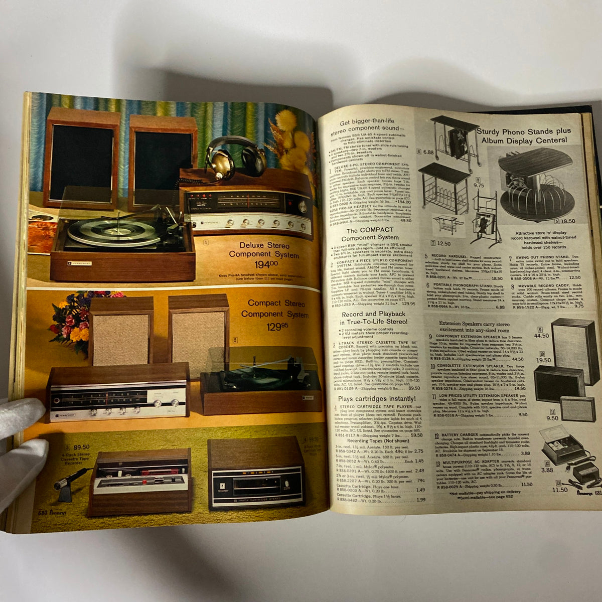 1969 JC Penneys Fall and Winter Store Catalog featuring audio equipment including stereo component systems and record players with pricing information.