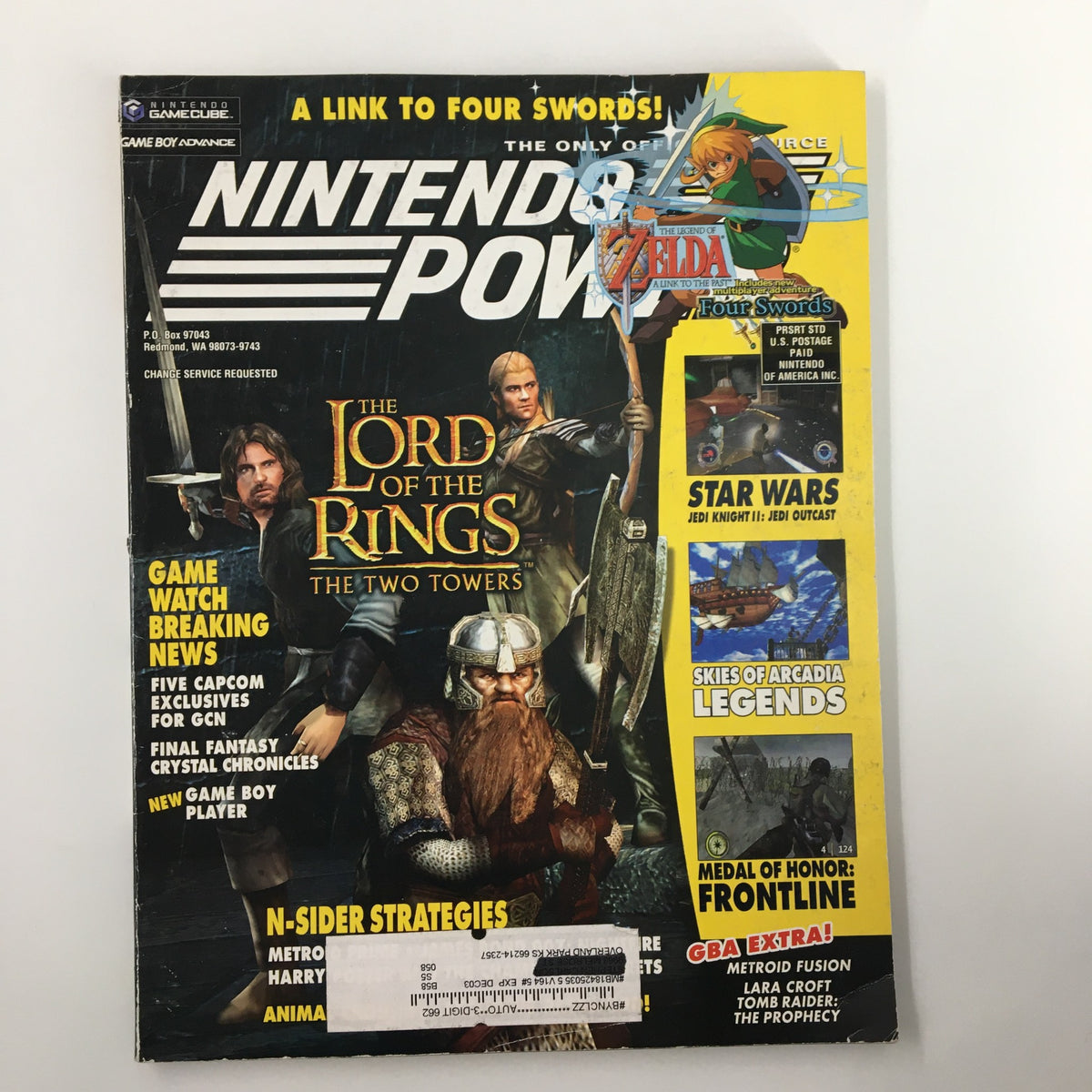 Cover of Nintendo Power Magazine Vol. 164 January 2003 featuring The Lord of the Rings with characters from the game, including promotional content for The Legend of Zelda and Star Wars.