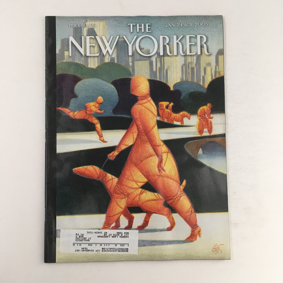 The New Yorker Magazine January 24 2005 cover featuring artistic illustration by Lorenzo Mattotti depicting Central Park in a unique style.
