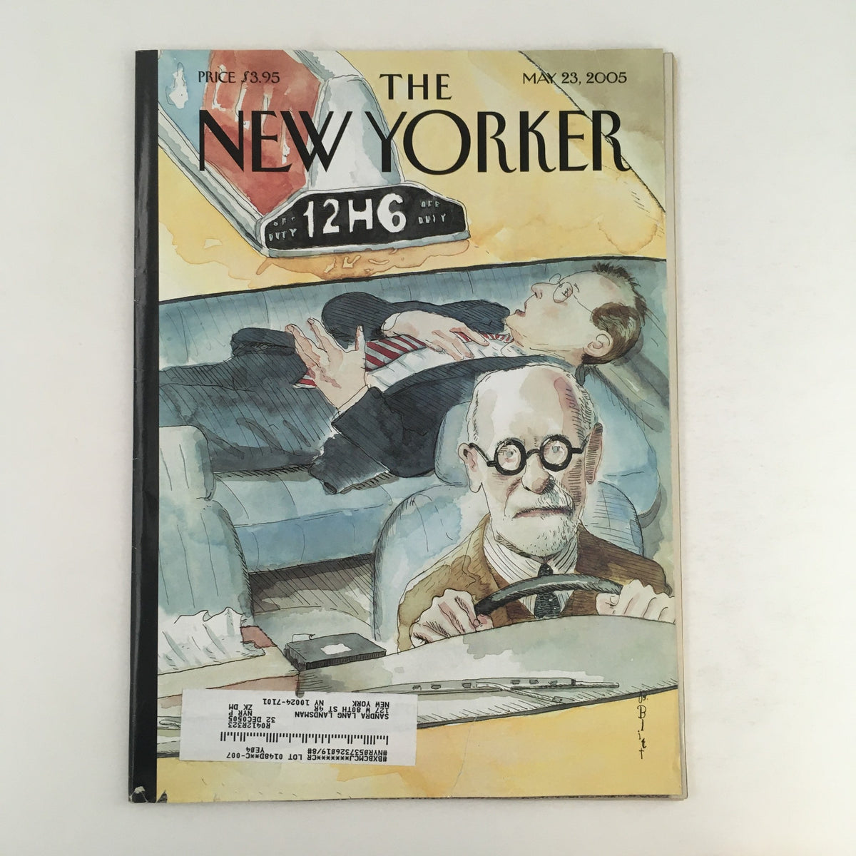 Cover of The New Yorker Full Magazine May 23 2005 featuring the artwork 'The Meter is Running' by Barry Blitt, depicting an illustrated scene with a driver and passenger in a car.
