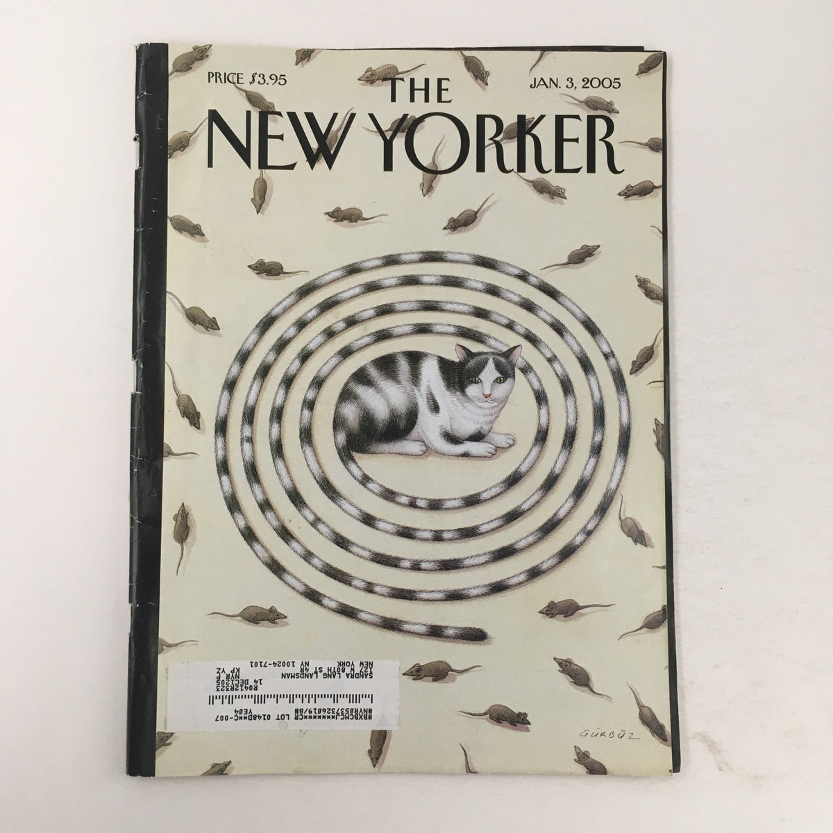 The New Yorker Magazine January 3 2005 cover featuring a cat and mice in a spiral design by Gürbüz Doğan Ekşioğlu
