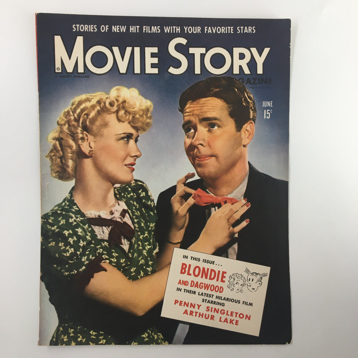 COVER ONLY Movie Story Magazine June 1943, highlights Penny Singleton and Arthur Lake, displaying classic Hollywood aesthetics on a vintage magazine cover.