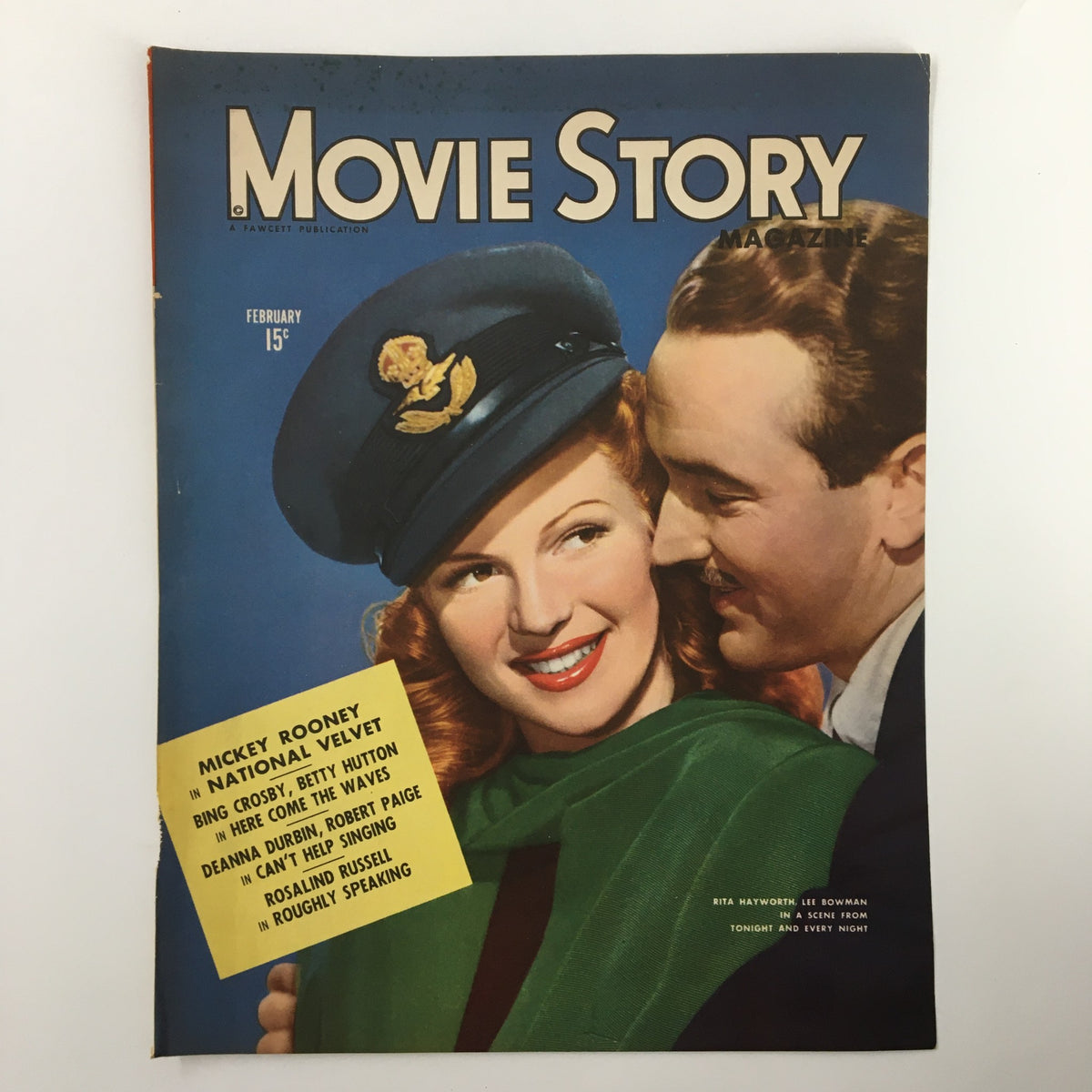 COVER ONLY Movie Story Magazine February 1945 displaying iconic stars Rita Hayworth and Lee Bowman, a classic collectible highlighting the golden era of cinema.