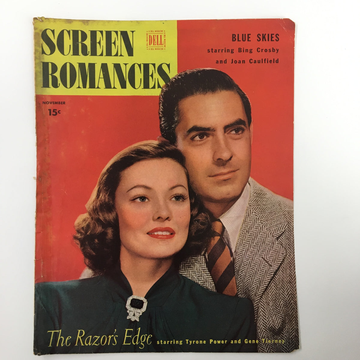 COVER ONLY Screen Romances November 1946 featuring a striking image of a couple, showcasing the glamorous style of classic cinema.
