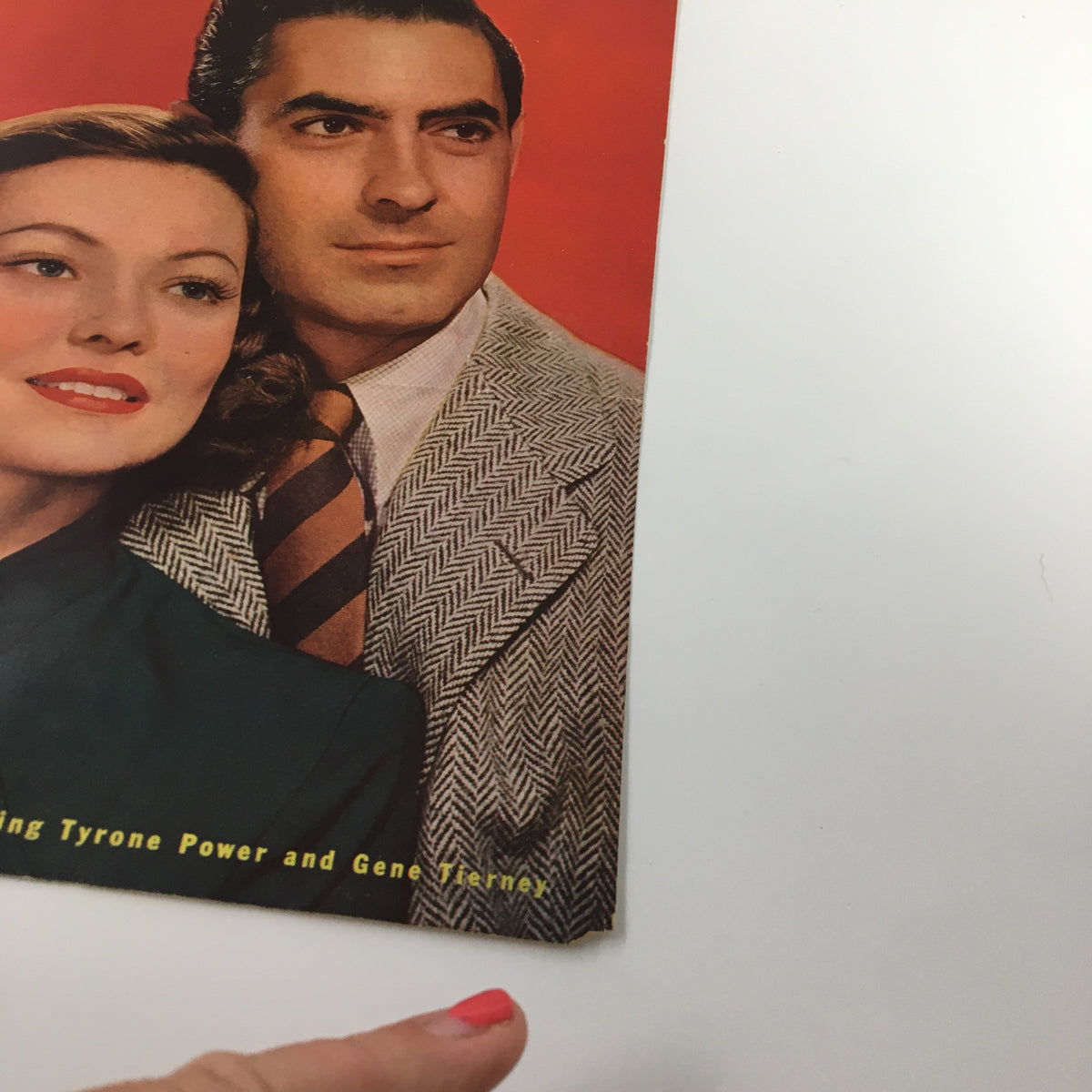 Detailed shot of the COVER ONLY Screen Romances November 1946, emphasizing the portrayal of Tyrone Power and Gene Tierney.