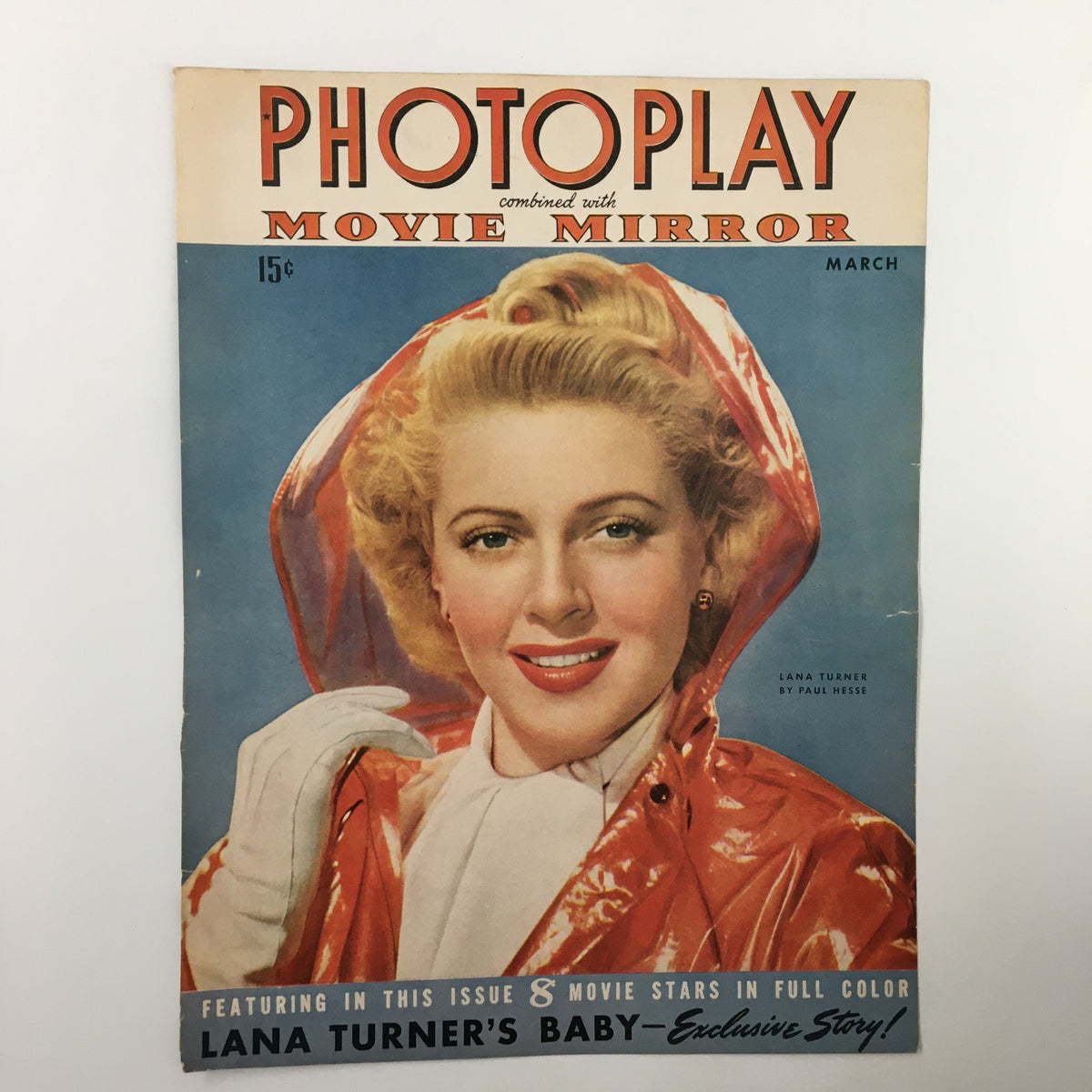 COVER ONLY Photoplay Movie Mirror Magazine March 1943, displaying Lana Turner with vintage styling, ideal for collectors of classic film memorabilia.