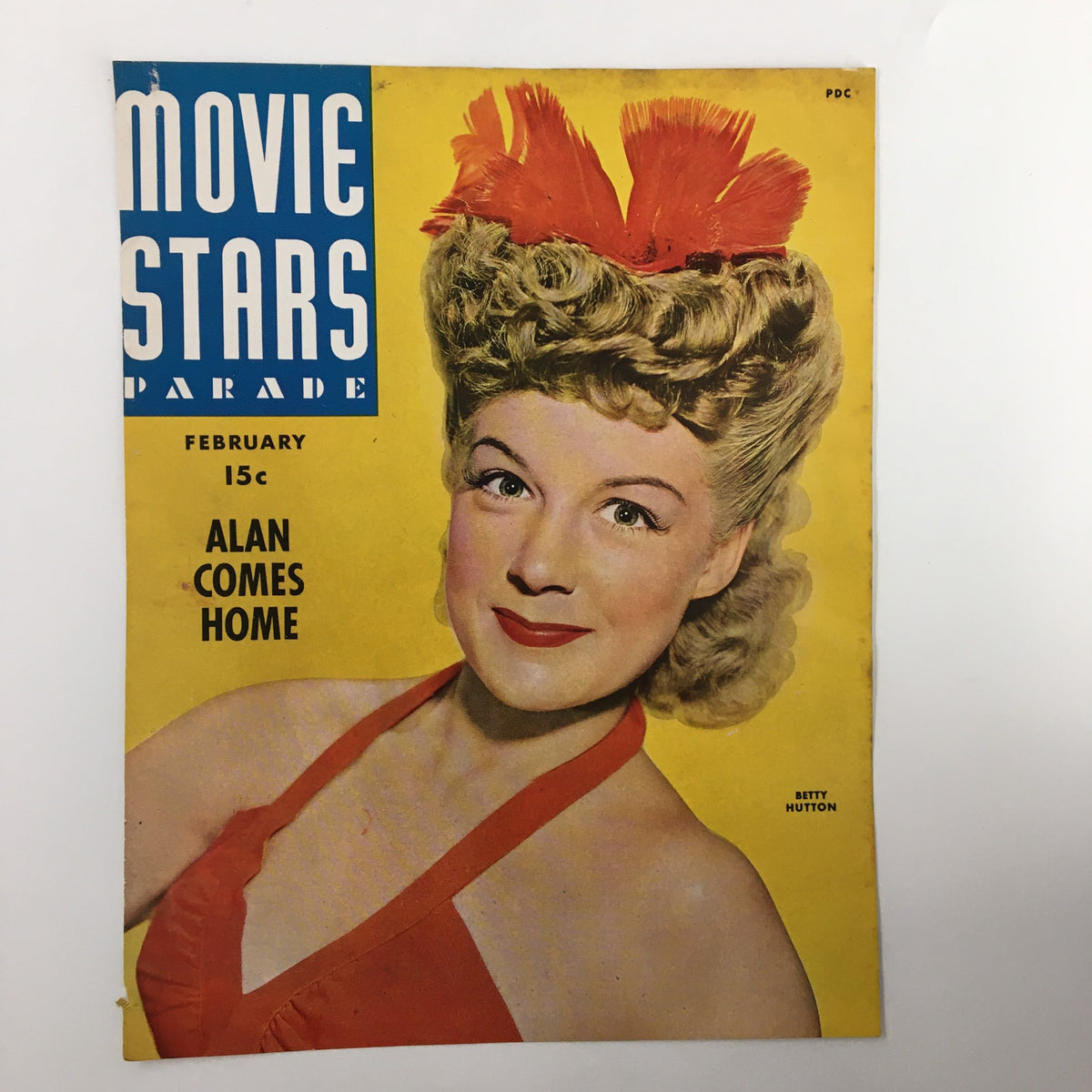 COVER ONLY Movie Stars Parade Magazine February 1944 showcasing Betty Hutton smiling, perfect for collectors of vintage Hollywood memorabilia.