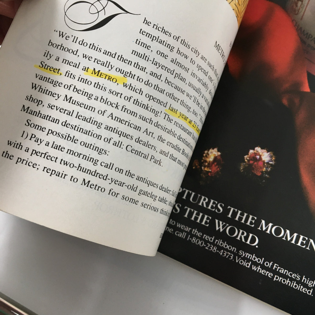 Detailed view from VTG Gourmet Magazine March 1989, featuring an article about dining trends, capturing the essence of vintage culinary culture.