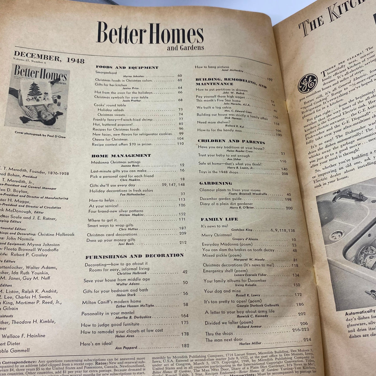 Vintage Better Homes & Gardens Magazine December 1948 Christmas Decor GD Interior