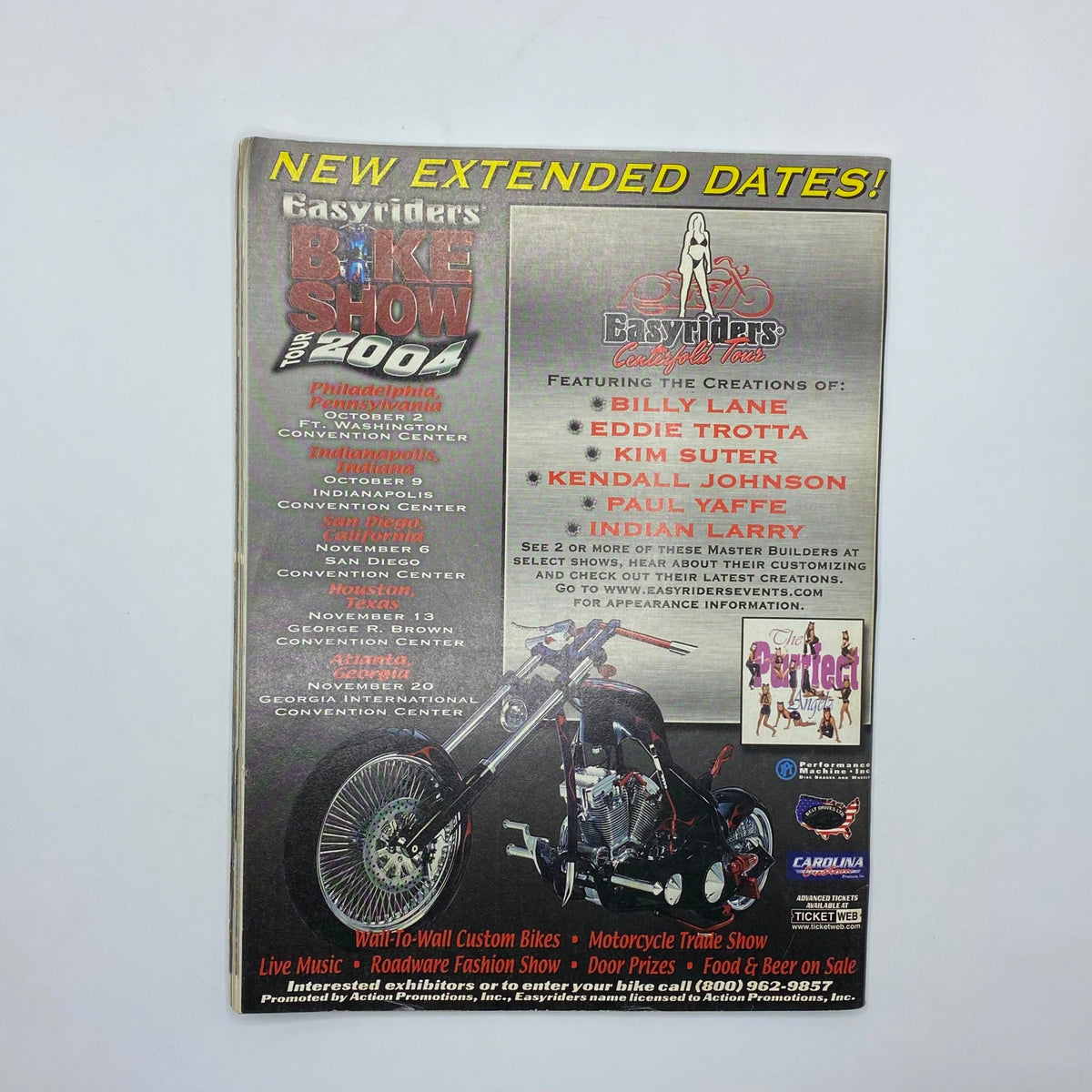 Promotional flyer for Easyriders Bike Show 2004 included in In The Wind Magazine December 2004 No. 119 highlighting custom motorcycles and event details.