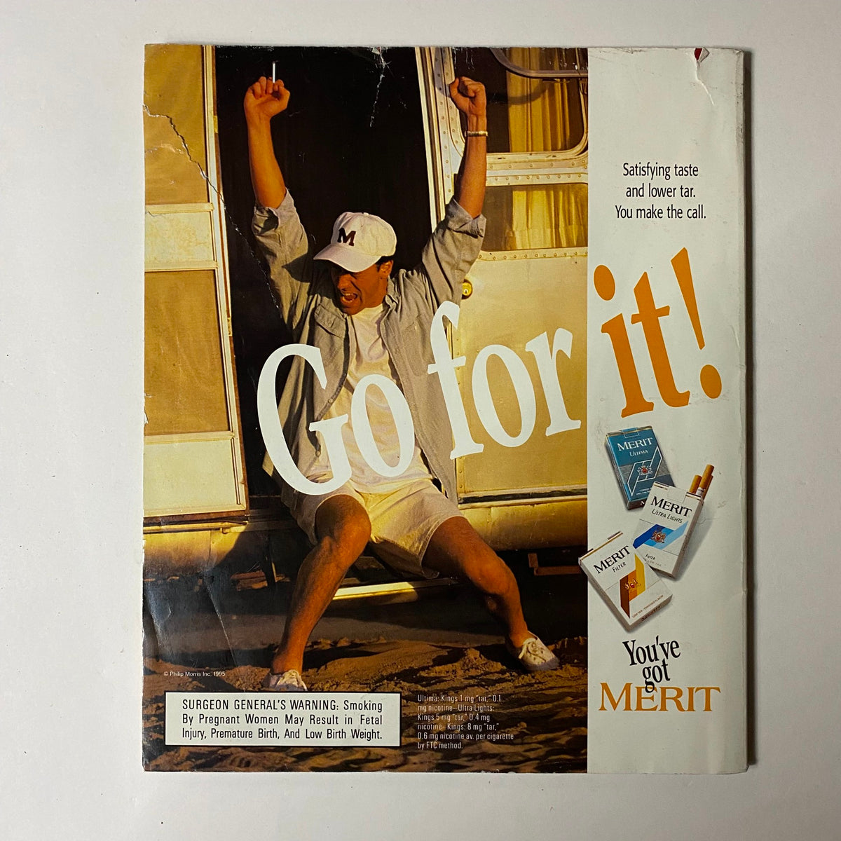 Cover of Life Magazine, June 5, 1995, depicting the phrase 'Go for it!' with a promotional image for Merit cigarettes, reflecting advertising styles of the mid-90s.
