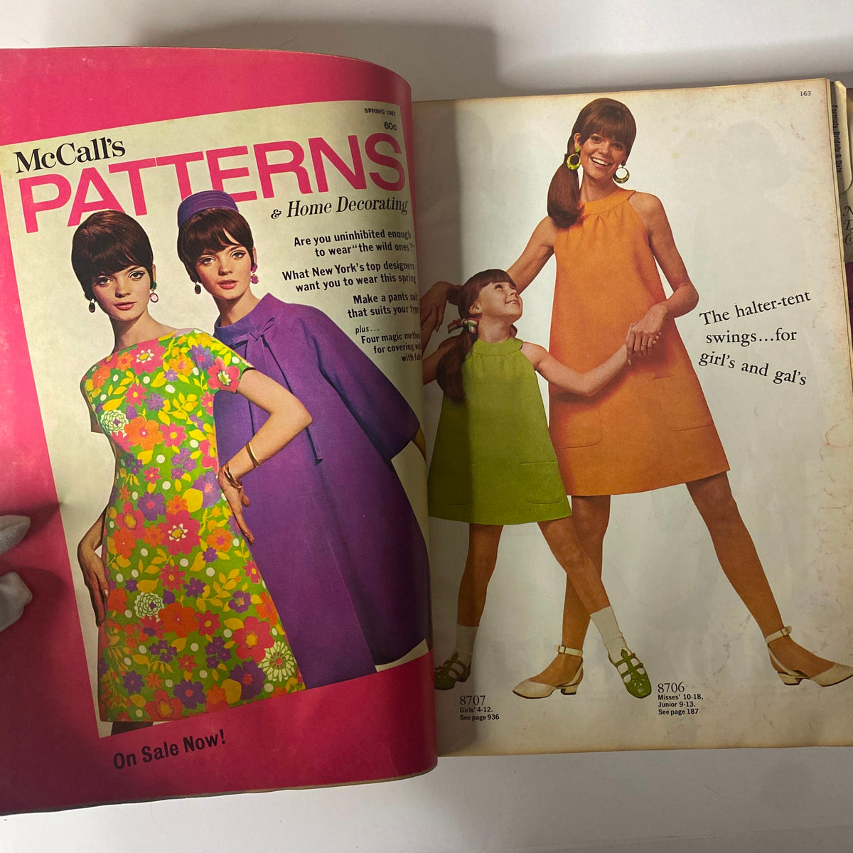 Promotional page from the 1967 May McCall's New York Designers' Collection Plus catalog featuring modern patterns for women and girls.